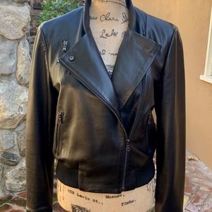 J BRAND Lambskin Leather Zip-Up Jacket